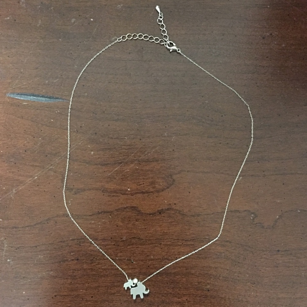 Elephant and baby charm necklace